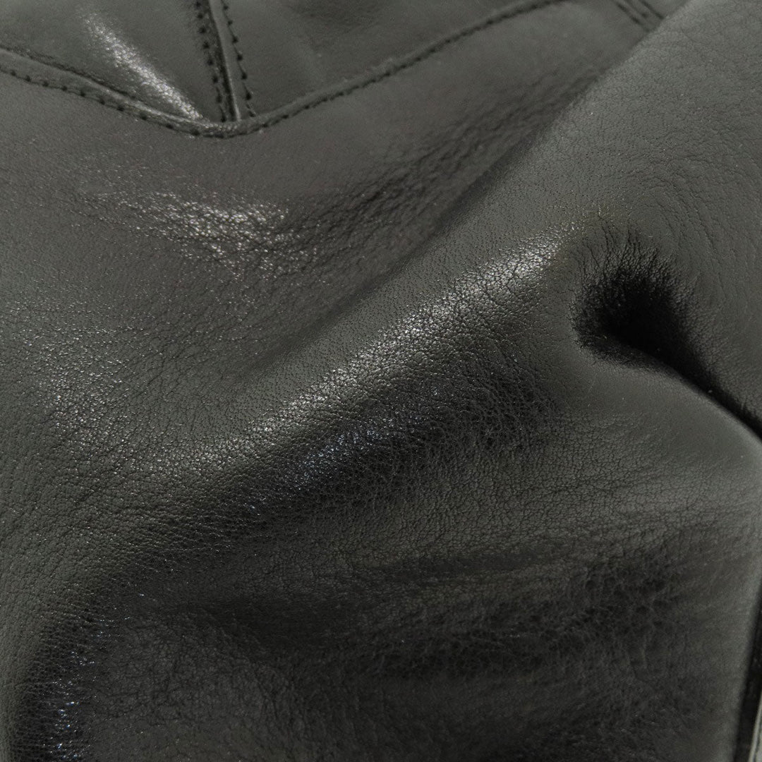 HIROFU Backpack leather black logo