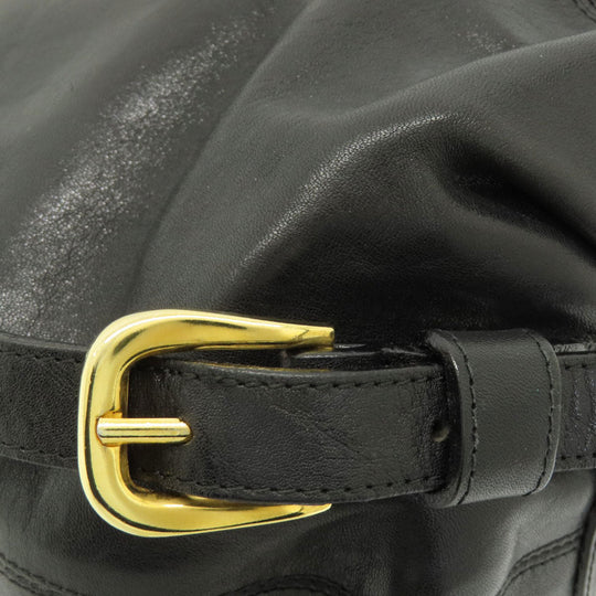 HIROFU Backpack leather black logo