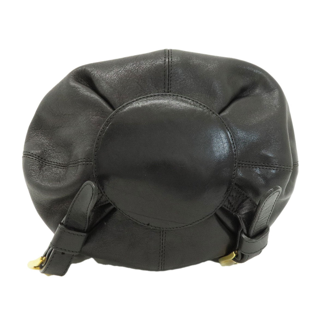 HIROFU Backpack leather black logo