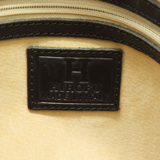 HIROFU Backpack leather black logo