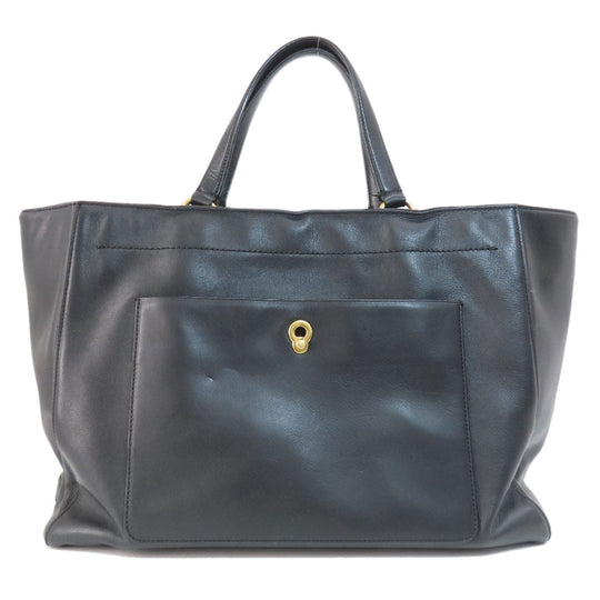 COLE HAAN Tote Bag leather black Simple design Women Used Authentic
