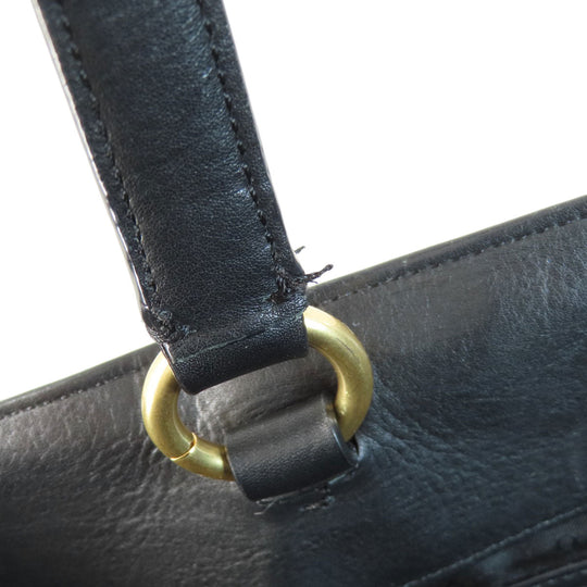 COLE HAAN Tote Bag leather black Simple design Women Used Authentic