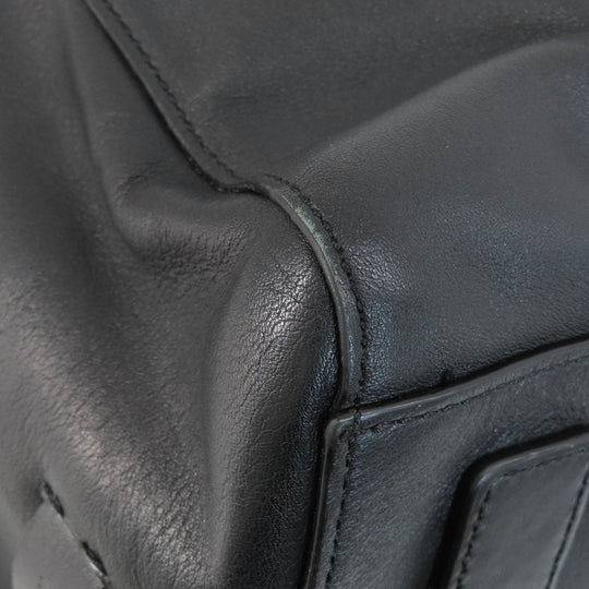 COLE HAAN Tote Bag leather black Simple design Women Used Authentic