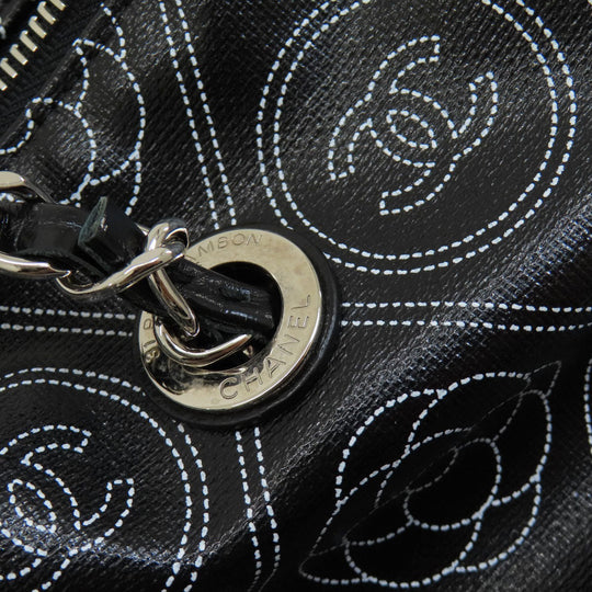 CHANEL Boston Duffel bag Coated canvas black COCO Mark Camellia 2WAY SilverMetal Women Used Authentic