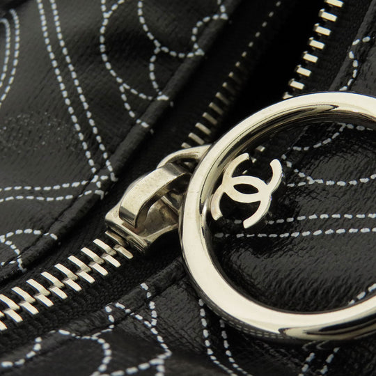CHANEL Boston Duffel bag Coated canvas black COCO Mark Camellia 2WAY SilverMetal Women Used Authentic