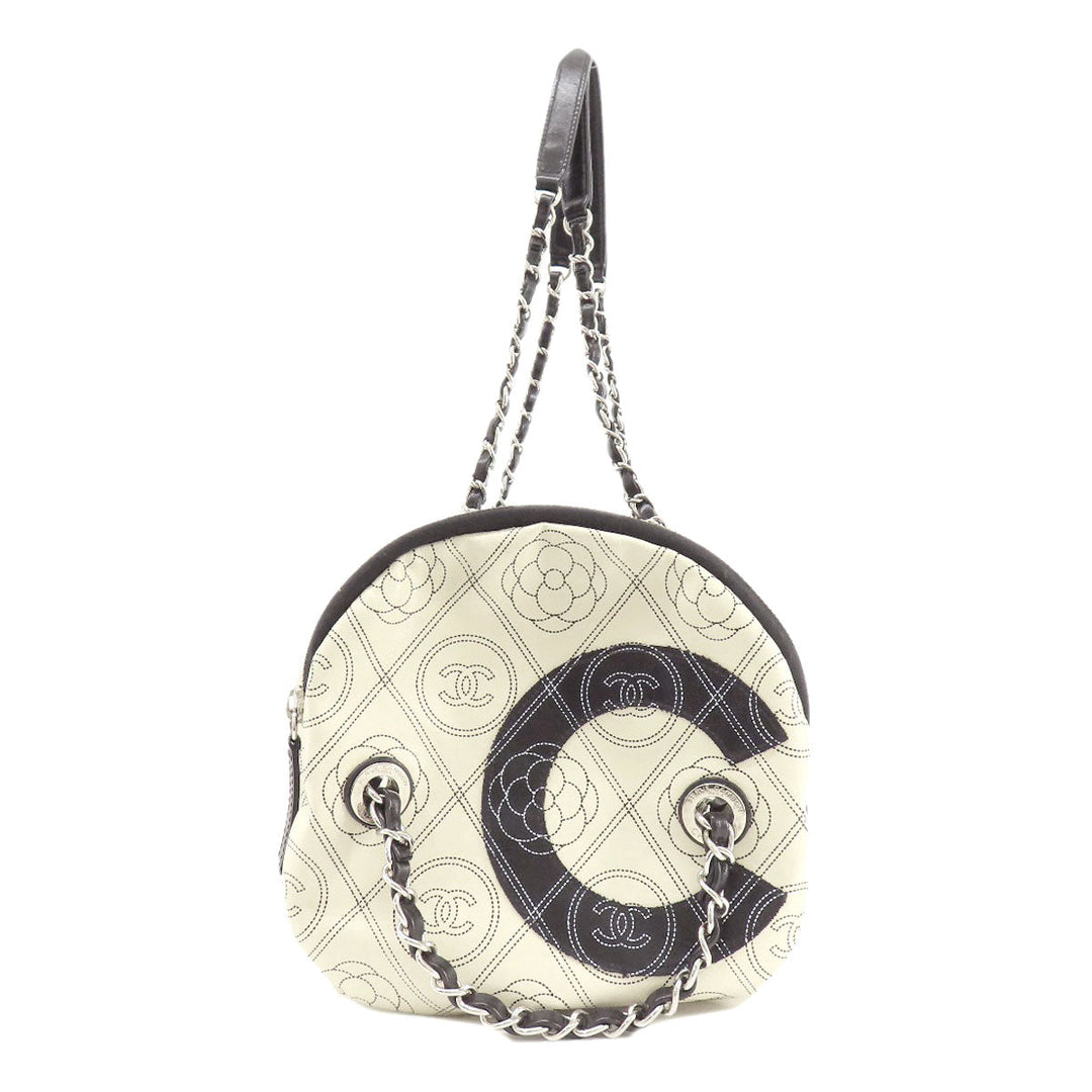 CHANEL Boston Duffel bag Coated canvas black COCO Mark Camellia 2WAY SilverMetal Women Used Authentic