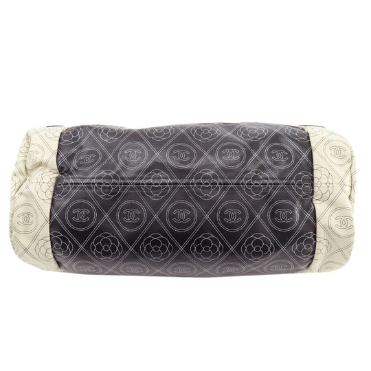 CHANEL Boston Duffel bag Coated canvas black COCO Mark Camellia 2WAY SilverMetal Women Used Authentic