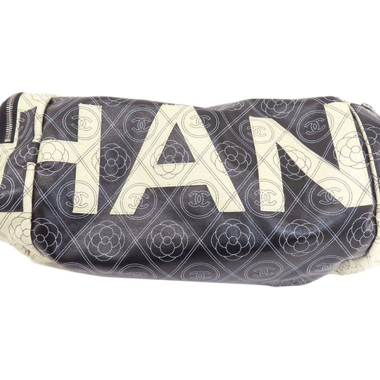 CHANEL Boston Duffel bag Coated canvas black COCO Mark Camellia 2WAY SilverMetal Women Used Authentic