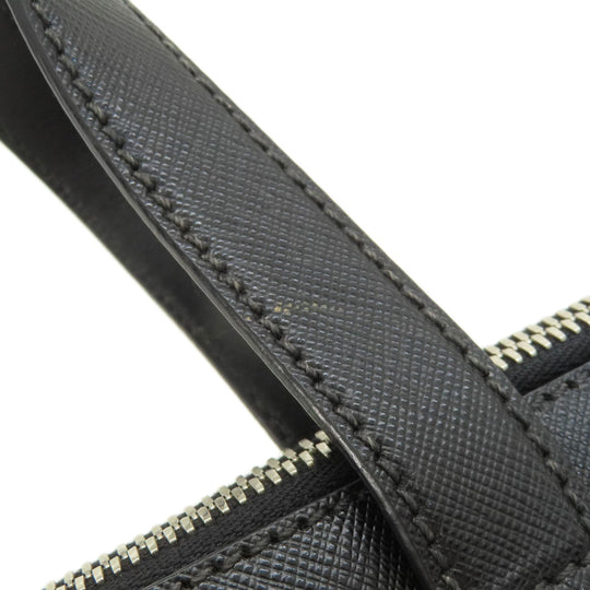 PRADA Tote Bag leather black Safiano Women Used Authentic