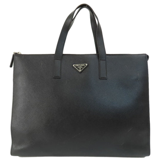 PRADA Tote Bag leather black Safiano Women Used Authentic