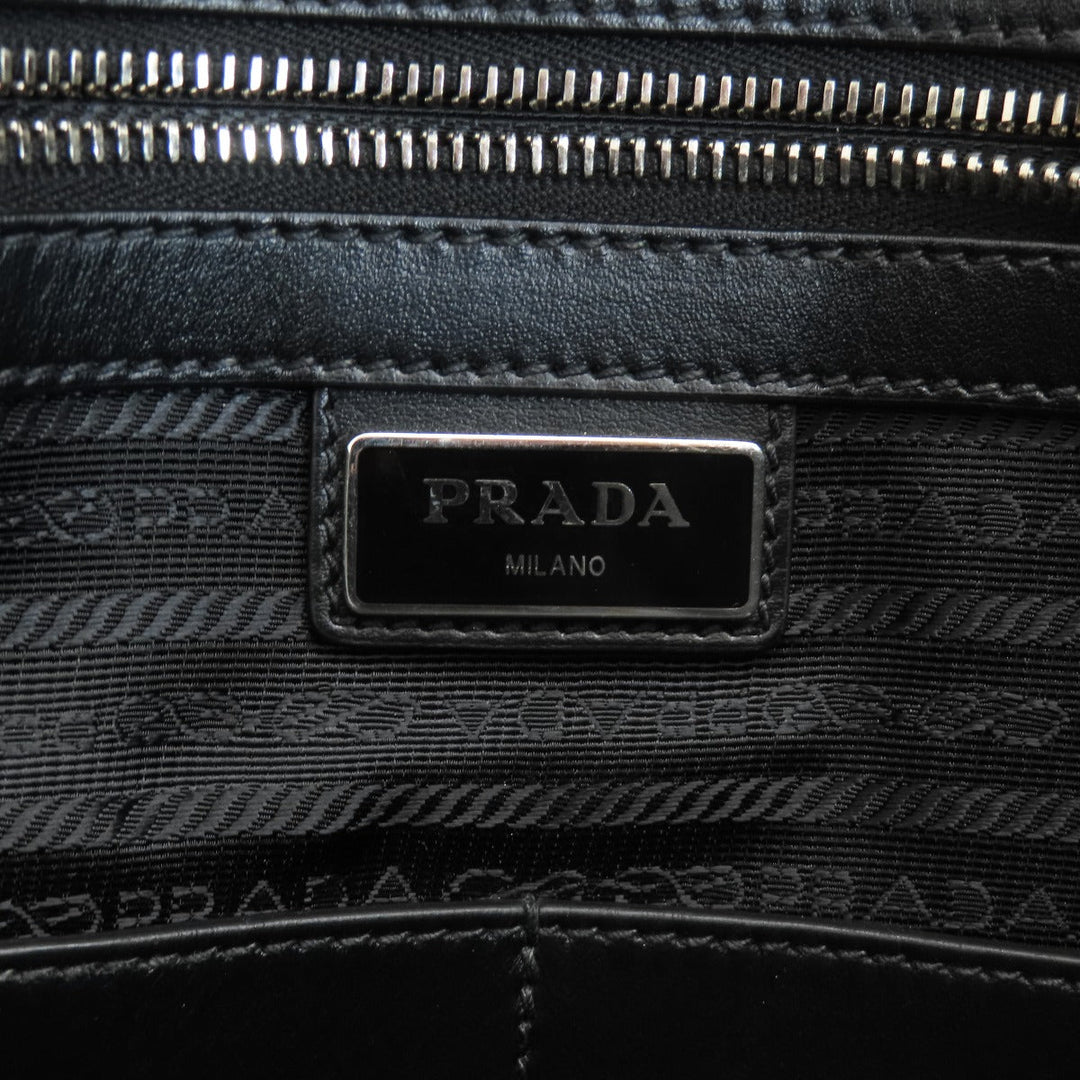 PRADA Tote Bag leather black Safiano Women Used Authentic