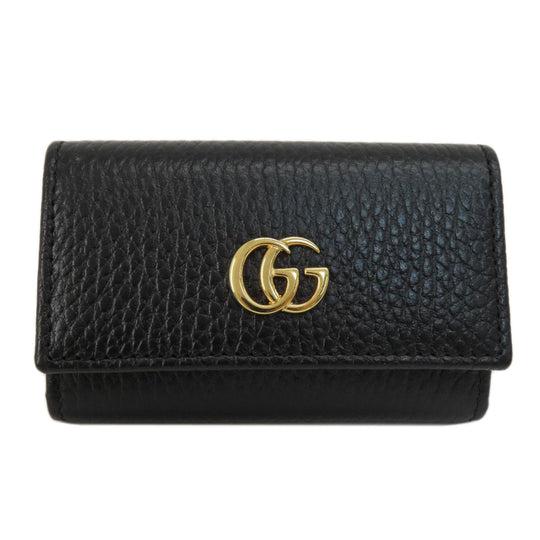 GUCCI Key case Key holder  456118 leather black GG Marmont Women Used Authentic