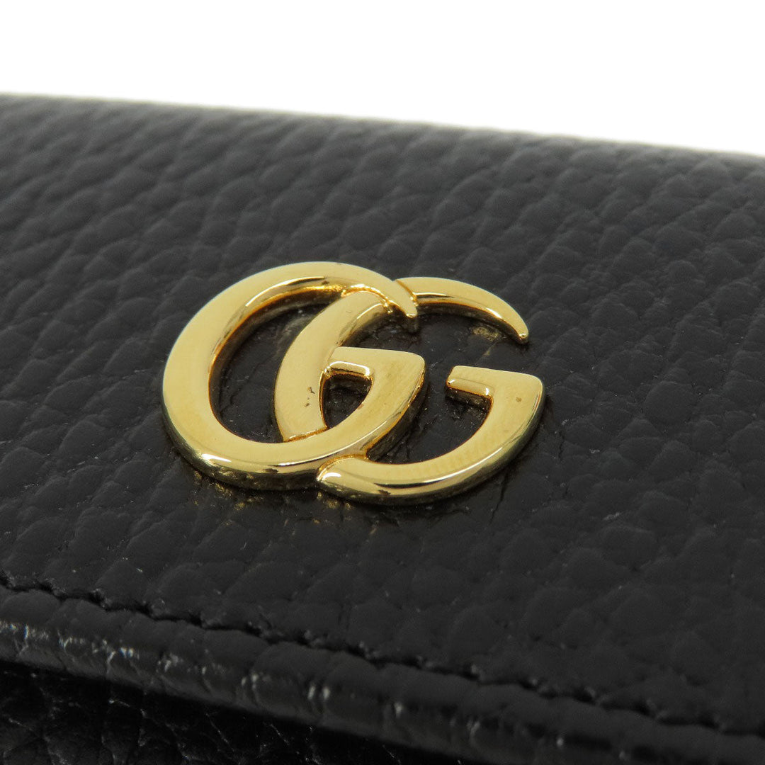 GUCCI Key case Key holder  456118 leather black GG Marmont Women Used Authentic