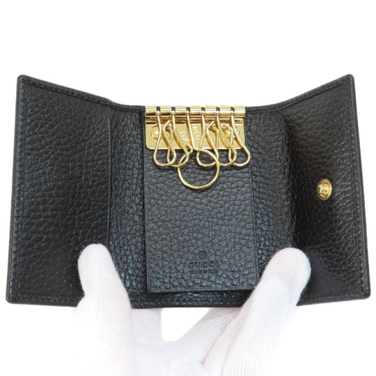 GUCCI Key case Key holder  456118 leather black GG Marmont Women Used Authentic