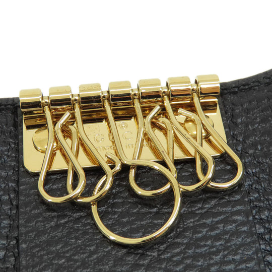 GUCCI Key case Key holder  456118 leather black GG Marmont Women Used Authentic