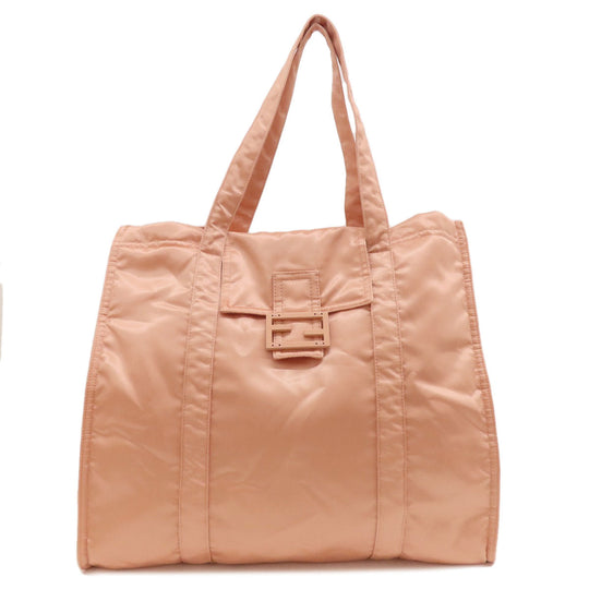 FENDI Tote Bag Nylon pink logo Women Used Authentic