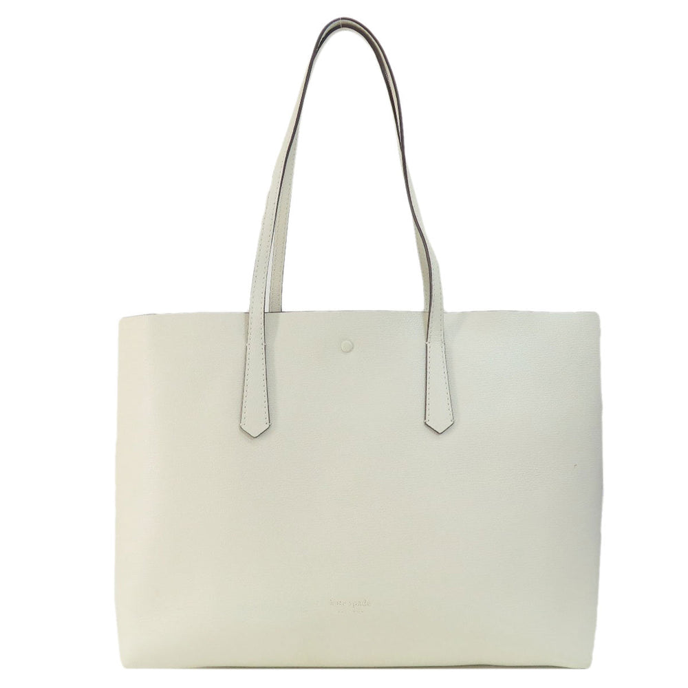 Kate Spade Tote Bag leather white logo Women Used Authentic