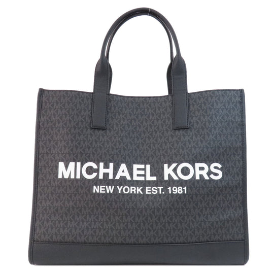 MICHAEL KORS Tote Bag PVC black MK signature Women Used Authentic
