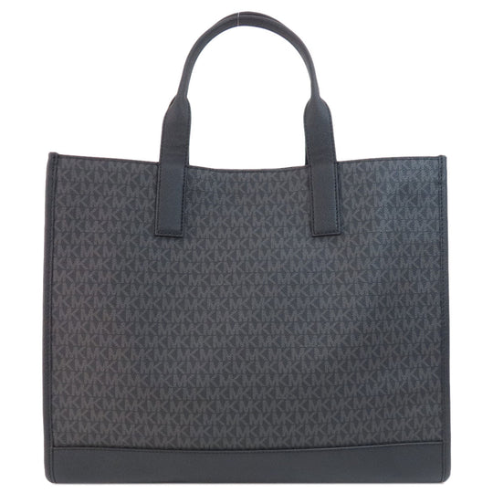 MICHAEL KORS Tote Bag PVC black MK signature Women Used Authentic