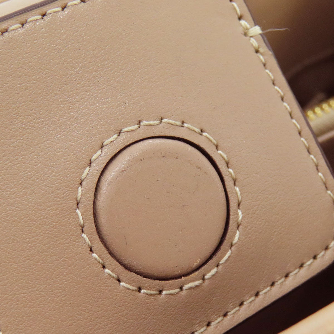 COACH Handbag F37097 leather beige Embossed 2WAY Women Used Authentic