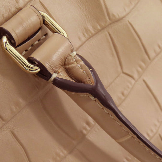 COACH Handbag F37097 leather beige Embossed 2WAY Women Used Authentic