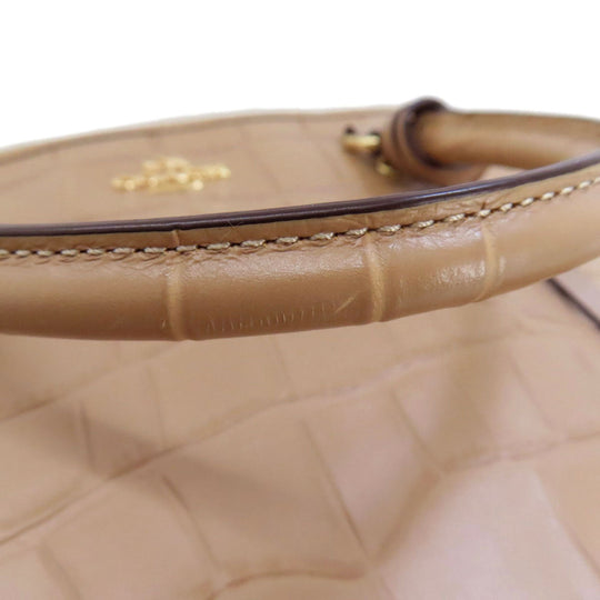 COACH Handbag F37097 leather beige Embossed 2WAY Women Used Authentic