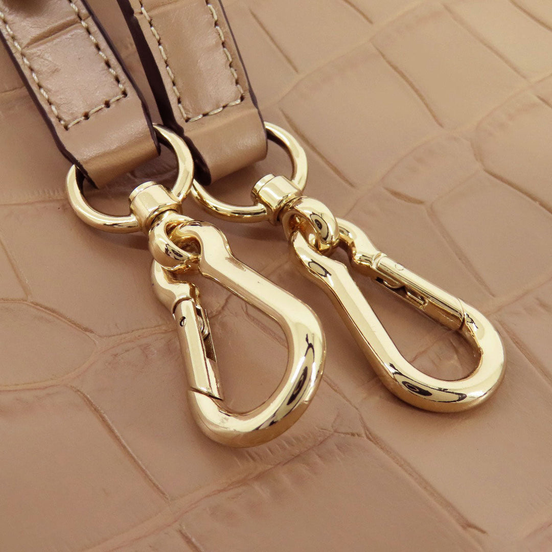 COACH Handbag F37097 leather beige Embossed 2WAY Women Used Authentic