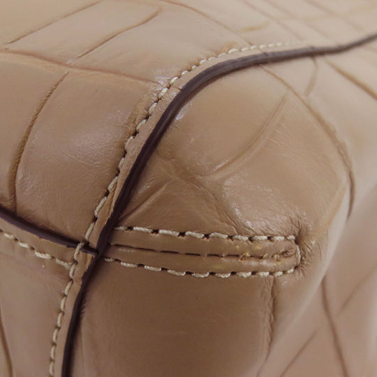 COACH Handbag F37097 leather beige Embossed 2WAY Women Used Authentic