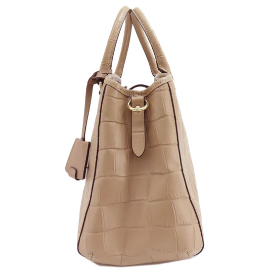 COACH Handbag F37097 leather beige Embossed 2WAY Women Used Authentic