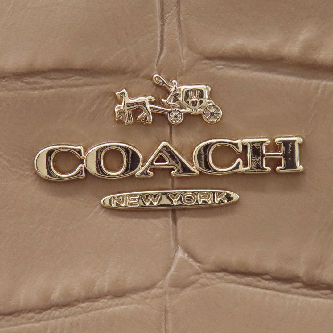 COACH Handbag F37097 leather beige Embossed 2WAY Women Used Authentic