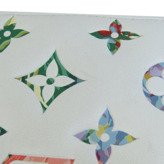 LOUIS VUITTON Long Wallet Purse M81694 lambskin white Zippy Wallet LV Garden Women Used Authentic