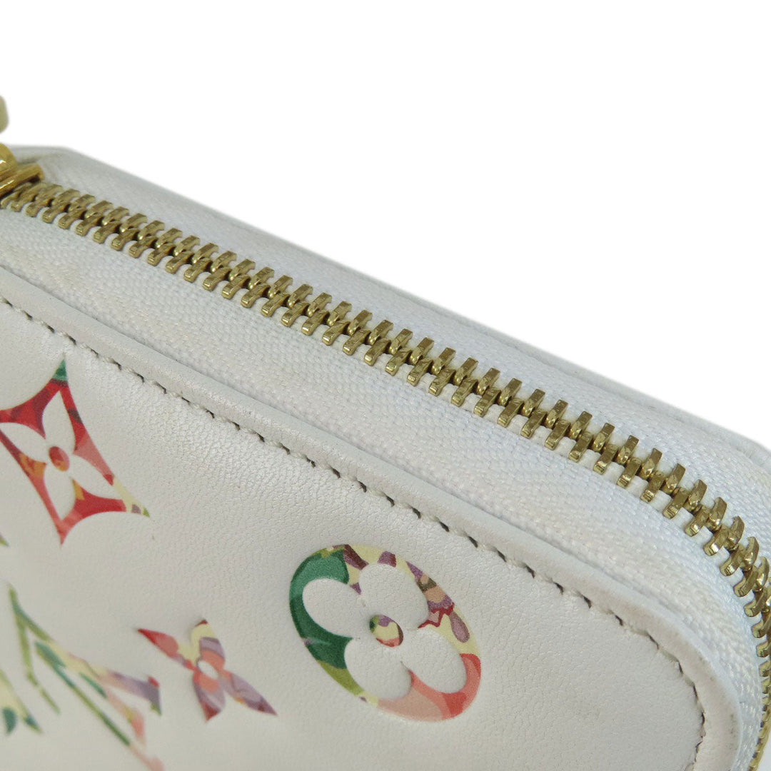 LOUIS VUITTON Long Wallet Purse M81694 lambskin white Zippy Wallet LV Garden Women Used Authentic