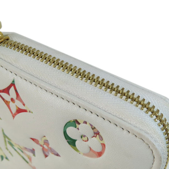 LOUIS VUITTON Long Wallet Purse M81694 lambskin white Zippy Wallet LV Garden Women Used Authentic