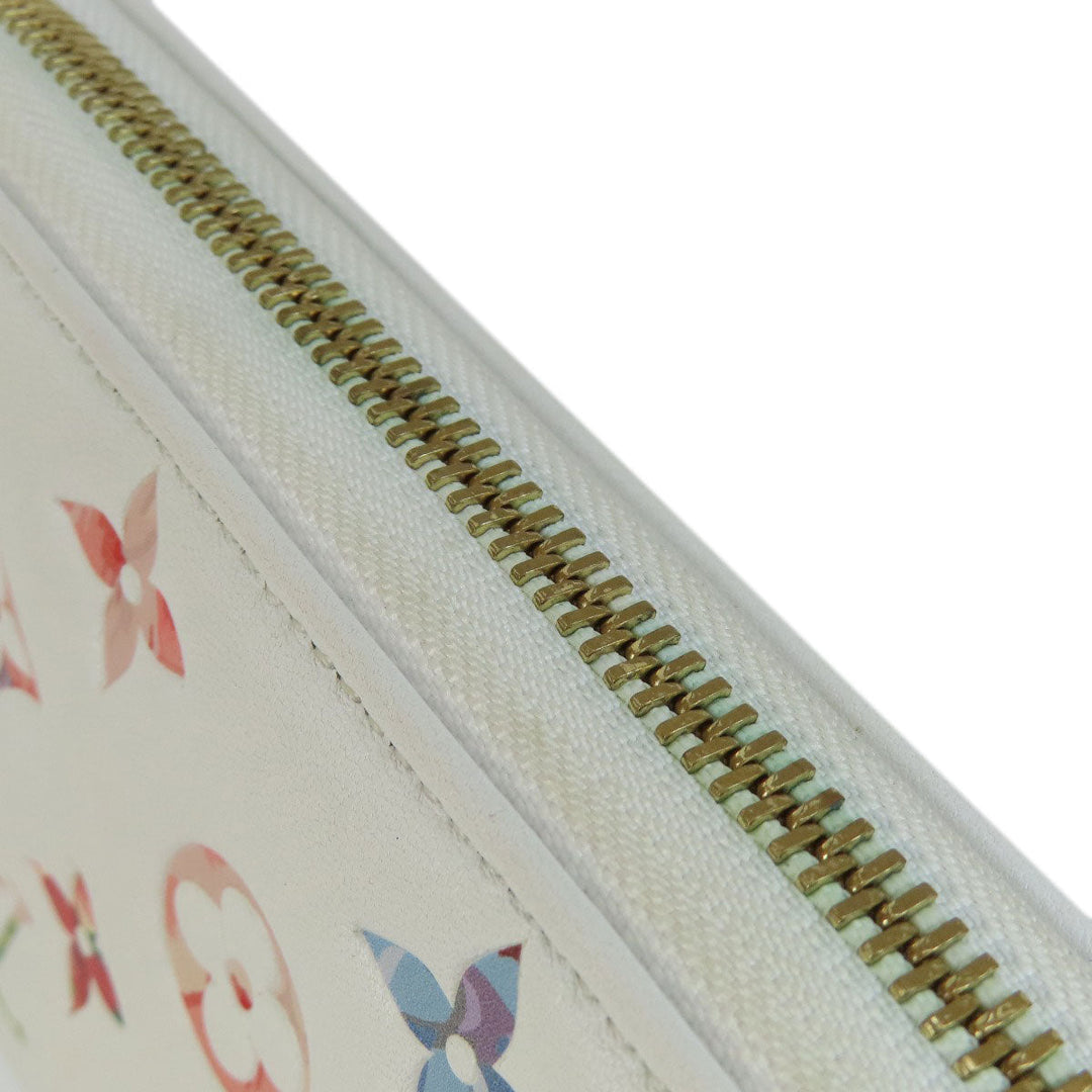 LOUIS VUITTON Long Wallet Purse M81694 lambskin white Zippy Wallet LV Garden Women Used Authentic