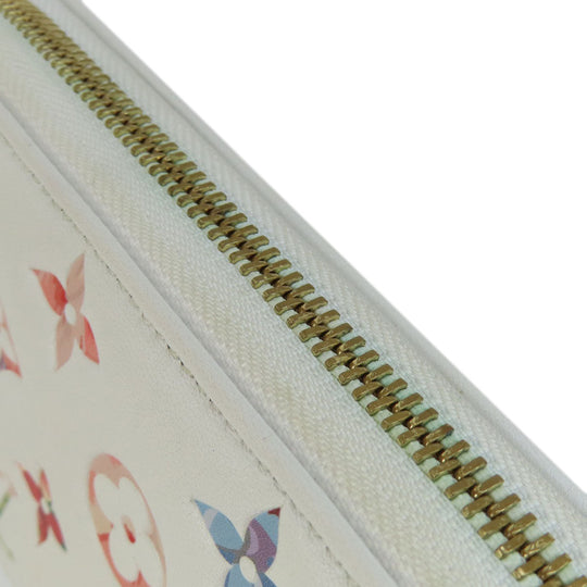 LOUIS VUITTON Long Wallet Purse M81694 lambskin white Zippy Wallet LV Garden Women Used Authentic