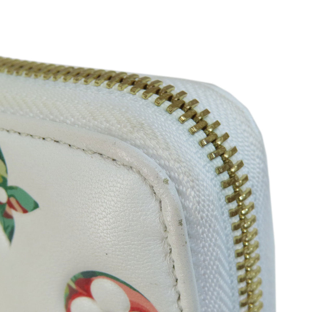 LOUIS VUITTON Long Wallet Purse M81694 lambskin white Zippy Wallet LV Garden Women Used Authentic