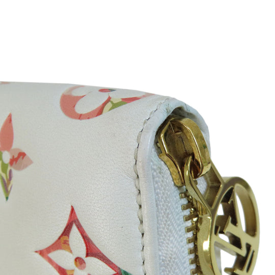 LOUIS VUITTON Long Wallet Purse M81694 lambskin white Zippy Wallet LV Garden Women Used Authentic