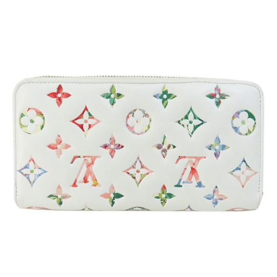 LOUIS VUITTON Long Wallet Purse M81694 lambskin white Zippy Wallet LV Garden Women Used Authentic