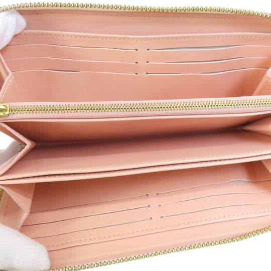 LOUIS VUITTON Long Wallet Purse M81694 lambskin white Zippy Wallet LV Garden Women Used Authentic