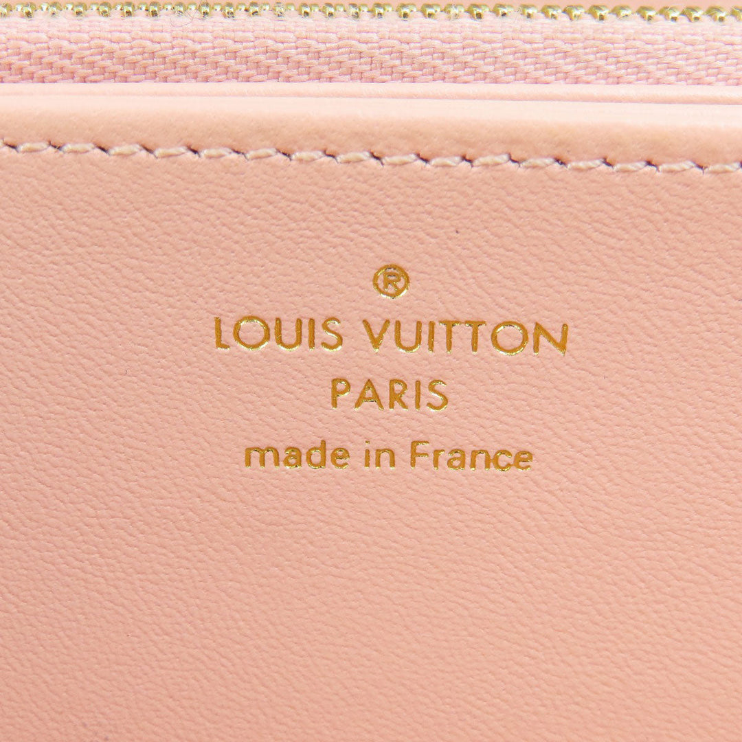 LOUIS VUITTON Long Wallet Purse M81694 lambskin white Zippy Wallet LV Garden Women Used Authentic