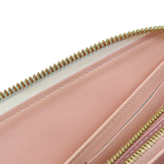 LOUIS VUITTON Long Wallet Purse M81694 lambskin white Zippy Wallet LV Garden Women Used Authentic