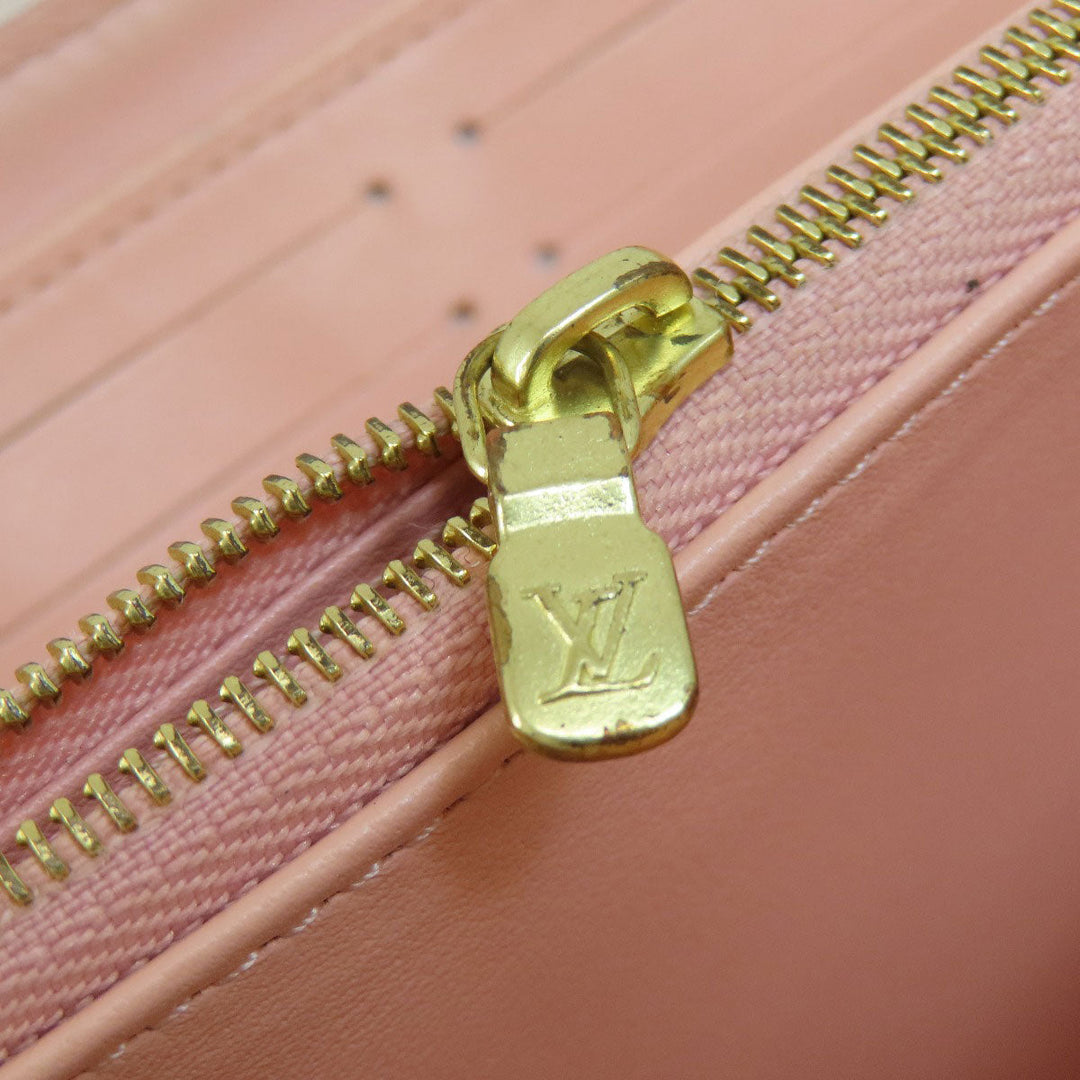 LOUIS VUITTON Long Wallet Purse M81694 lambskin white Zippy Wallet LV Garden Women Used Authentic