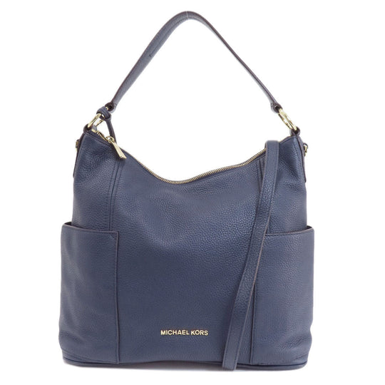 MICHAEL KORS Shoulder Bag leather Navy one belt 2WAY Women Used Authentic