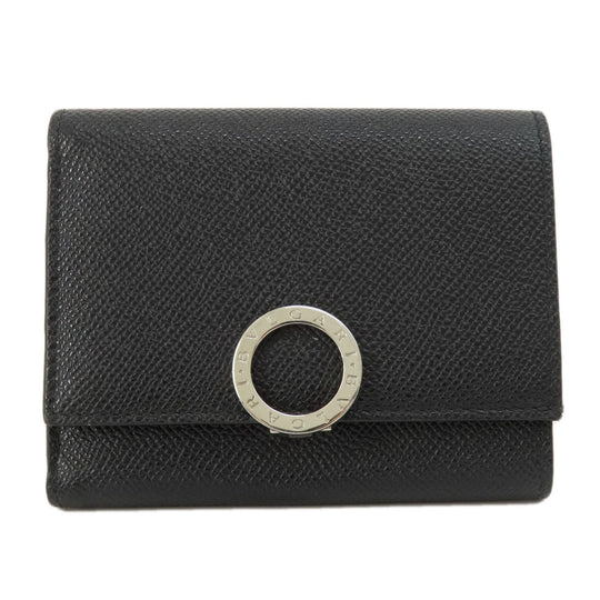 BVLGARI Bifold Wallet leather black Tri-fold Wallet Bvlgari Bvlgari Women(Unisex) Used Authentic