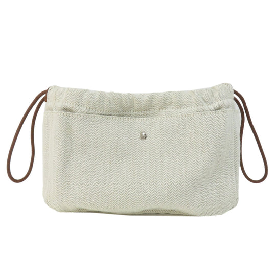 HERMES Cosmetics Pouch Towal chevron beige Foolby 20 Women Used Authentic