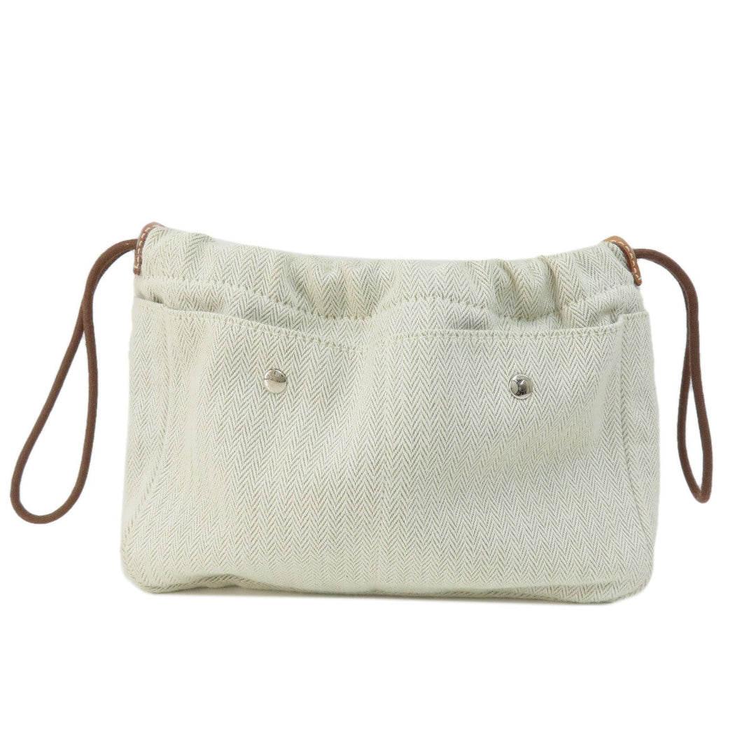 HERMES Cosmetics Pouch Towal chevron beige Foolby 20 Women Used Authentic