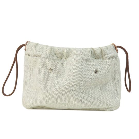 HERMES Cosmetics Pouch Towal chevron beige Foolby 20 Women Used Authentic