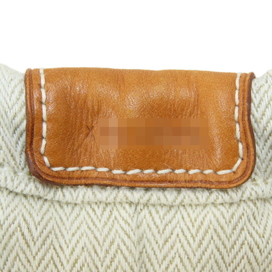 HERMES Cosmetics Pouch Towal chevron beige Foolby 20 Women Used Authentic