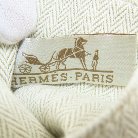 HERMES Cosmetics Pouch Towal chevron beige Foolby 20 Women Used Authentic