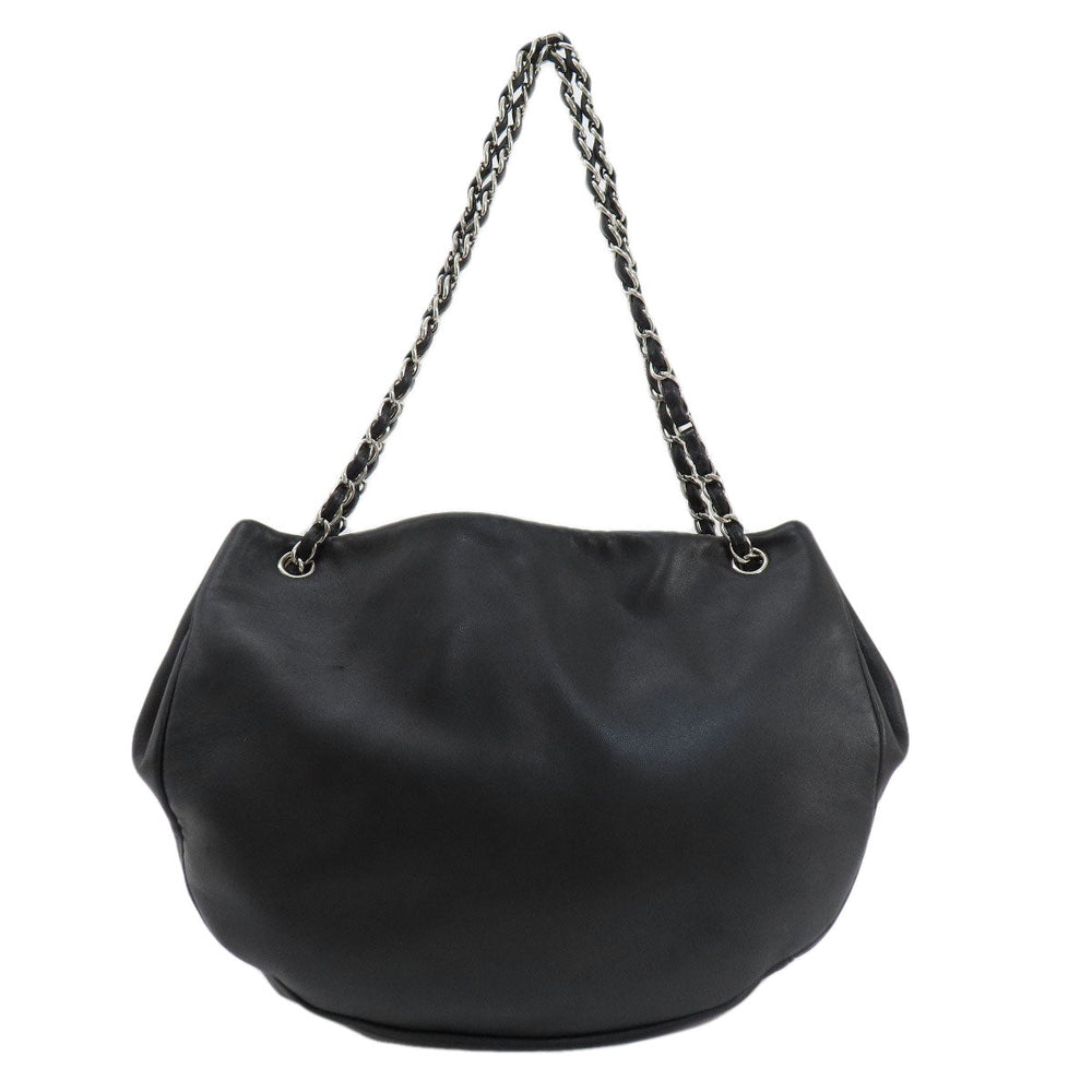 CHANEL Tote Bag lambskin black COCO Mark SilverMetal Women Used Authentic
